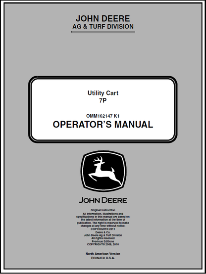 John Deere 7P Utility Cart Manual OMM162147