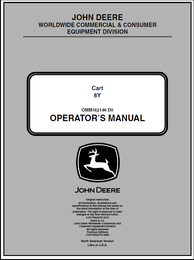 John Deere 8Y Cart Manual OMM162146