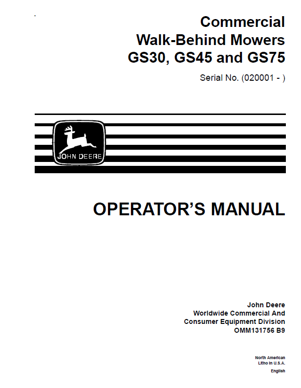 John Deere GS30, GS45, GS75 Manual OMM131756