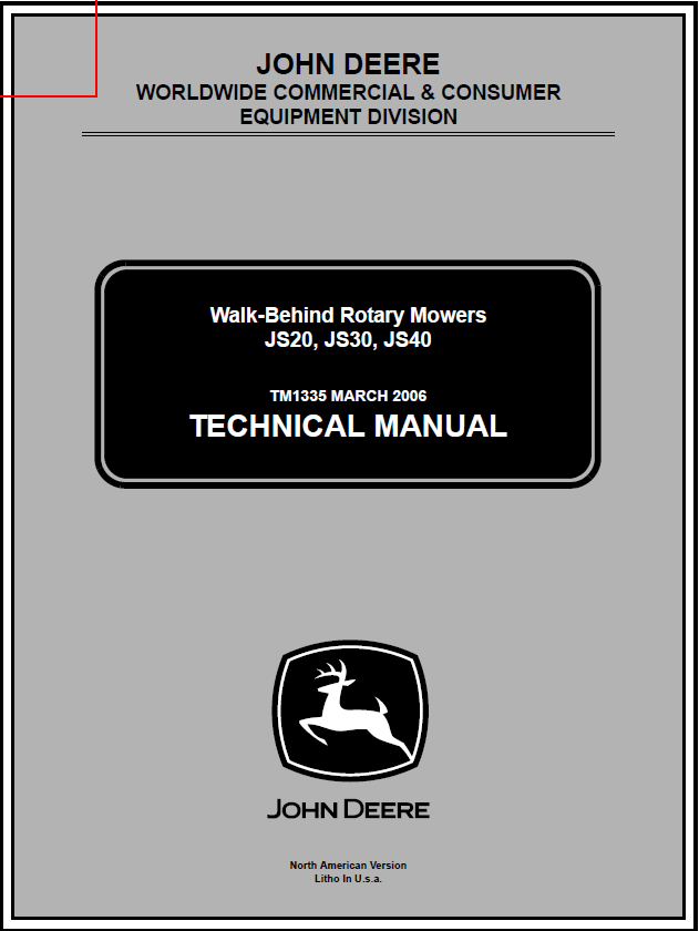 John Deere JS20, JS30, JS40 Mower Technical Manual TM1335 