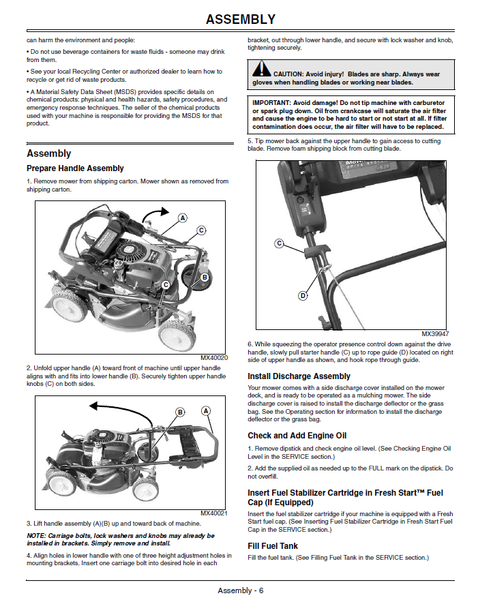 John Deere Js45 Walk Behind Mower Mow Mentum Operators Manual Omgx230