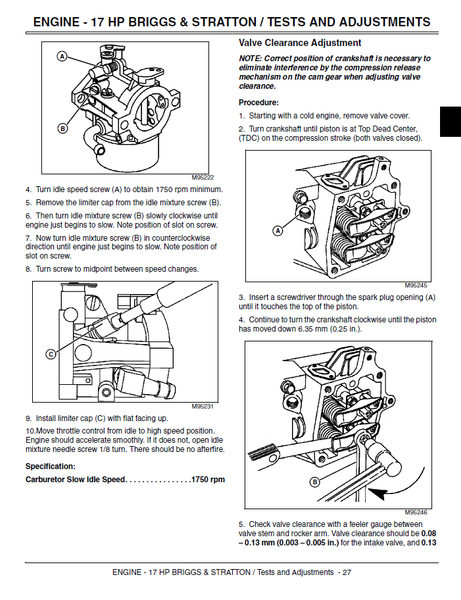 John Deere L1642, L17.542, L2048, L2548 Scotts Lawn Tractor Technical ...