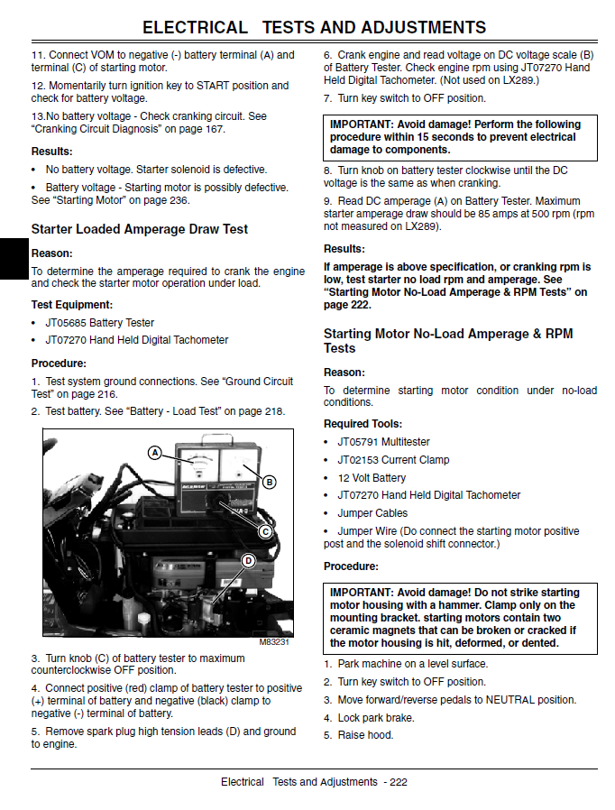 John Deere LX280, LX280AWS, LX289 Garden Tractor Technical Manual TM2046