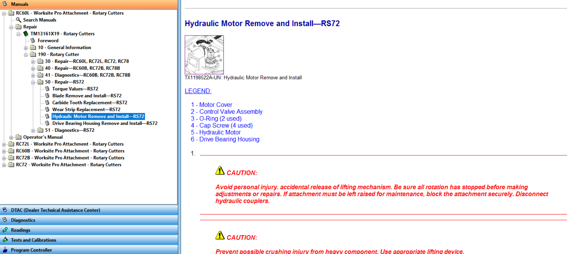 John Deere RC60L, RC60B, RC72, RC72B, RC72L Rotary Cutters Repair Manual TM13161