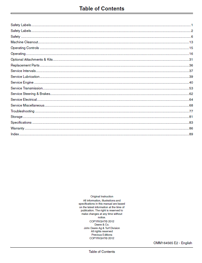 John Deere RSX 850i Gator Utility Operator's Manual OMM164565