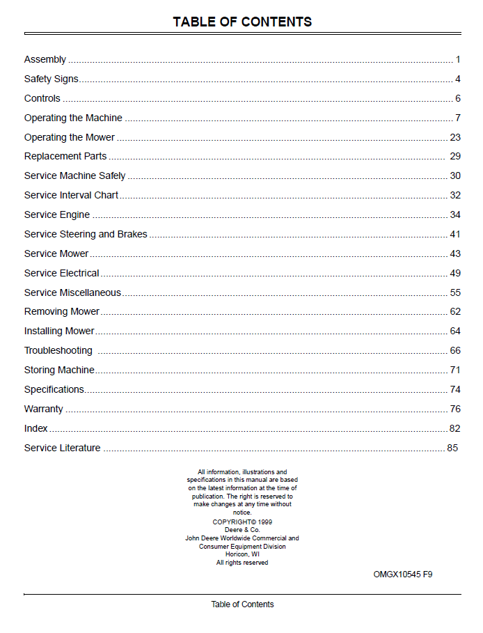 John Deere S2546 Operator's Manual OMGX10545