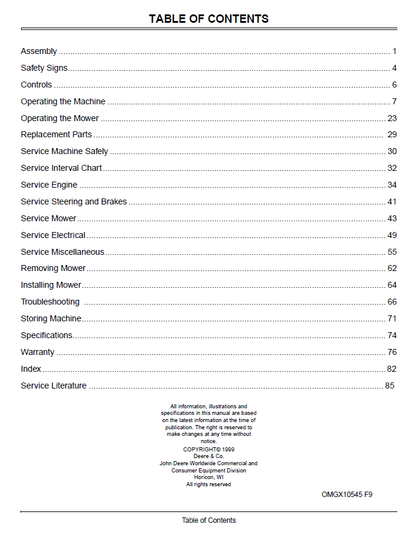 John Deere S2546 Operator's Manual OMGX10545