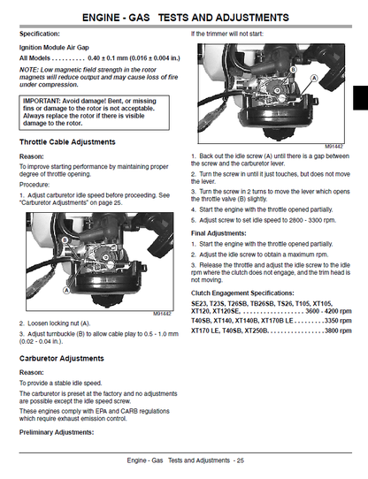 John Deere T23S, T30C, T30S, T26SB Trimmers Technical Manual TM1753 