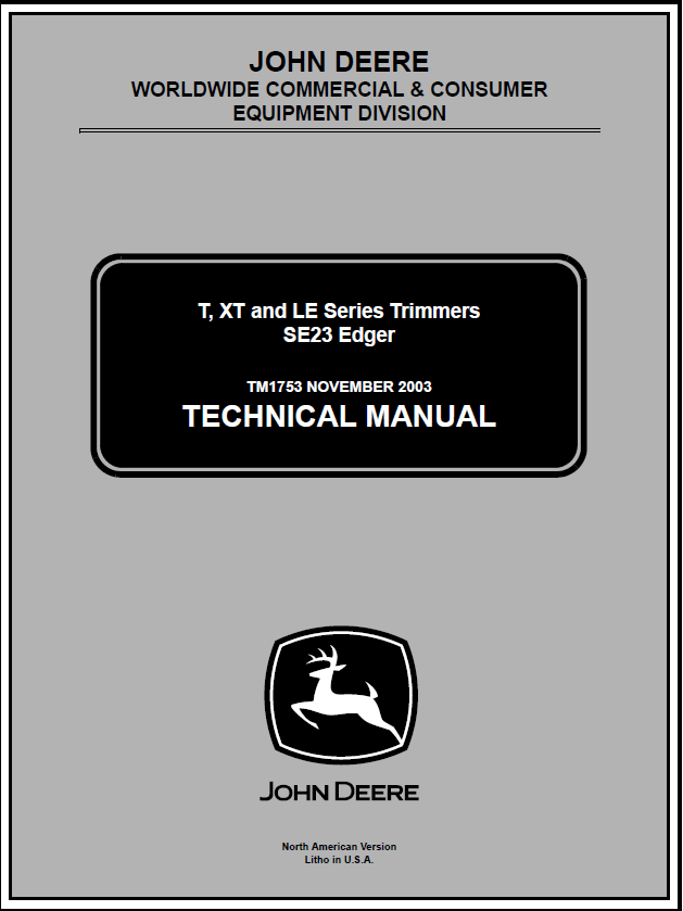 John Deere T23S, T30C, T30S, T26SB Trimmers String Manual TM1753 