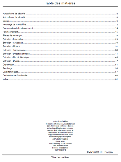 John Deere TX Turf Gator Vehicle Operator’s Manual OMM165065