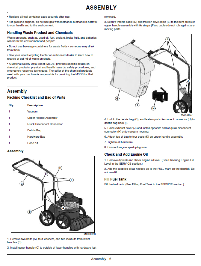 John Deere V627SP Vacuum Operator’s Manual OMM161990