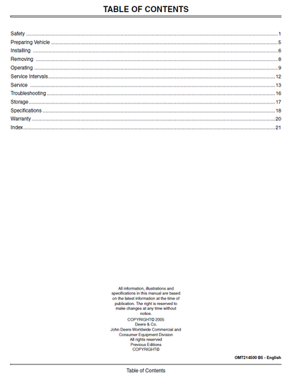 John Deere VR66B, VR73B, VR84B Roller Operator’s Manual OMT214500