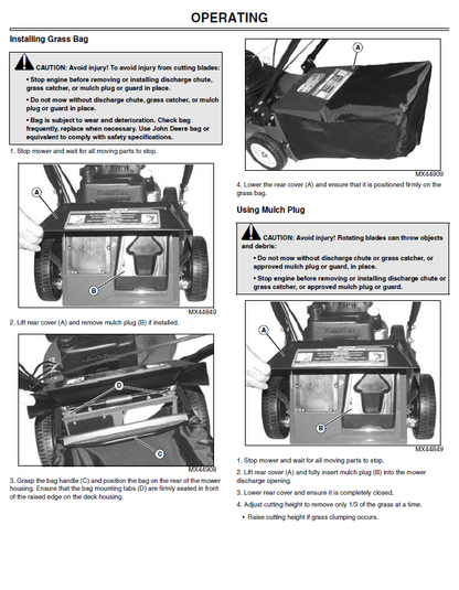 John Deere WE80, WE85 Walk-Behind Mower Operator’s Manual