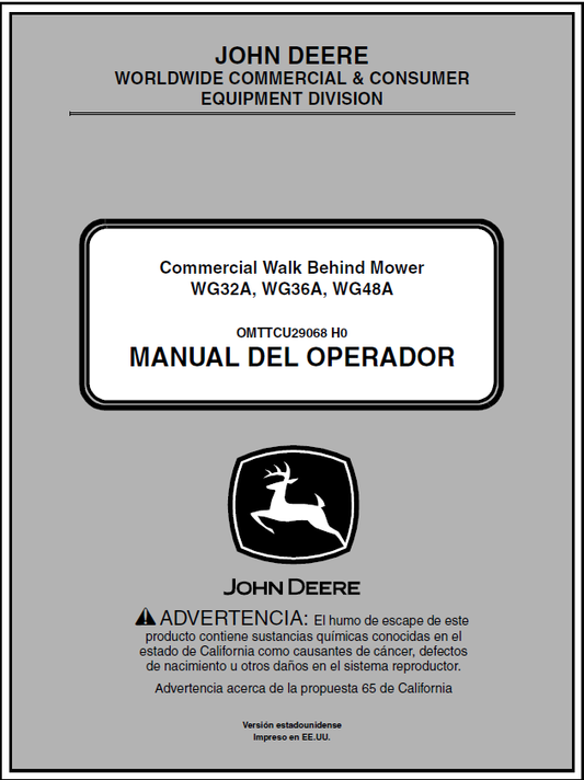 John Deere WG32A, WG36A, WG48A Walk-Behind Mower Manual OMTCU29068