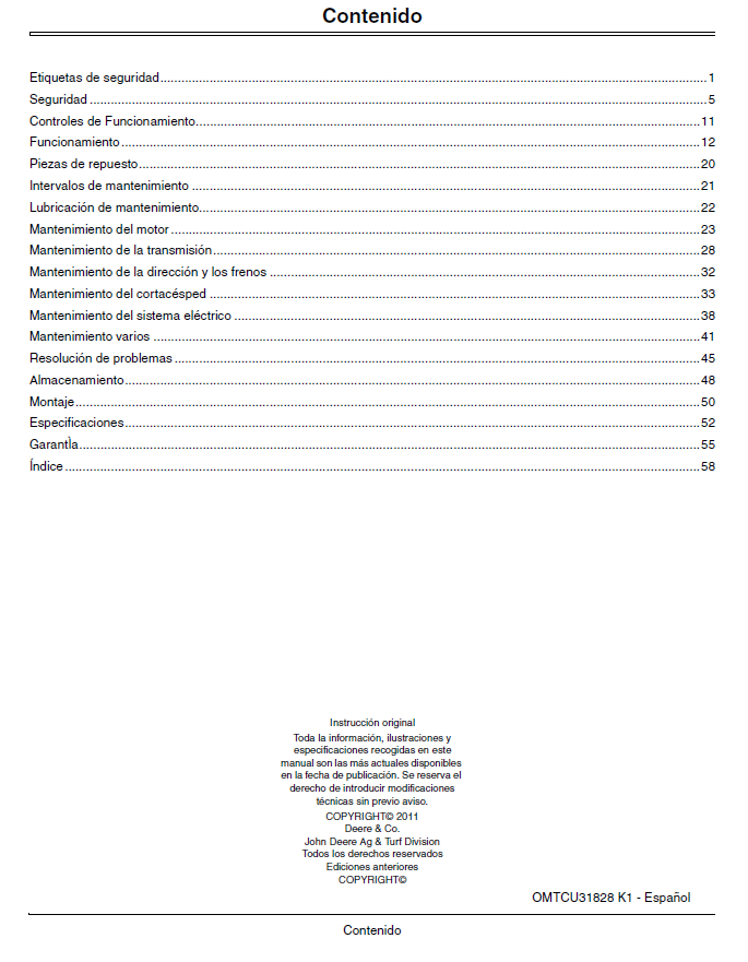 John Deere WH36A, WH48A, WH52A Commercial Mower Operator’s Manual OMTCU31828 