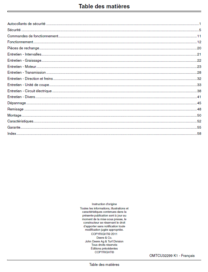 John Deere WH36A, WH48A, WH52A Mower Operator’s Manual OMTCU32299 