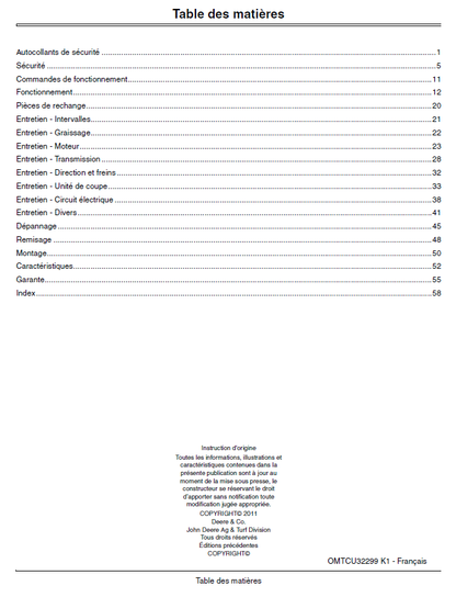 John Deere WH36A, WH48A, WH52A Mower Operator’s Manual OMTCU32299 