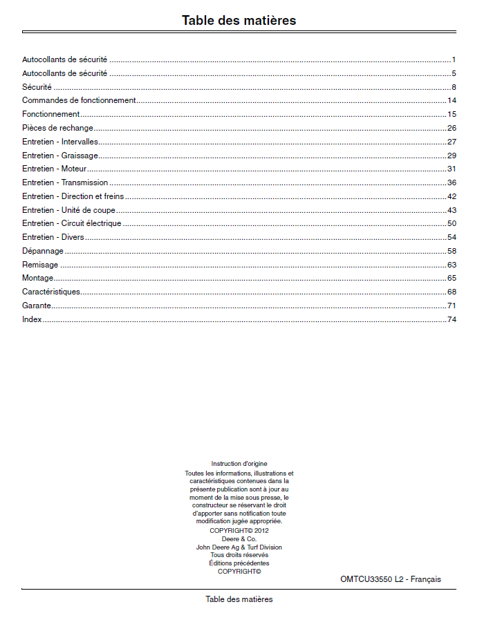 John Deere WH36A, WH48A, WH52A Operator’s Manual OMTCU33550 