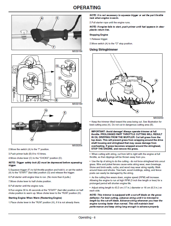 John Deere XT140SB LE Split Boom Trimmer Operator's Manual OMPS05087