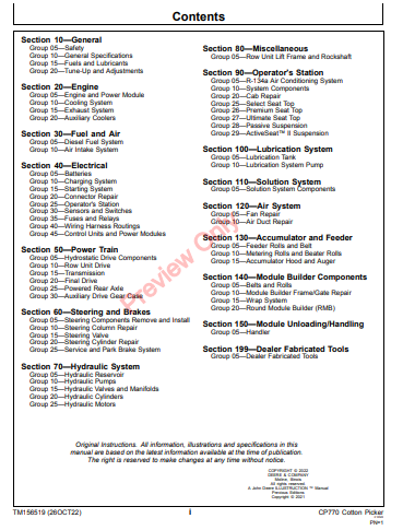 REPAIR TECHNICAL MANUAL - JOHN DEERE CP770 COTTON PICKER TM156519