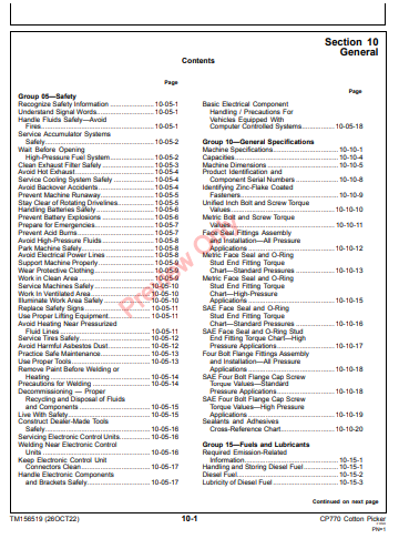 REPAIR TECHNICAL MANUAL - JOHN DEERE CP770 COTTON PICKER TM156519