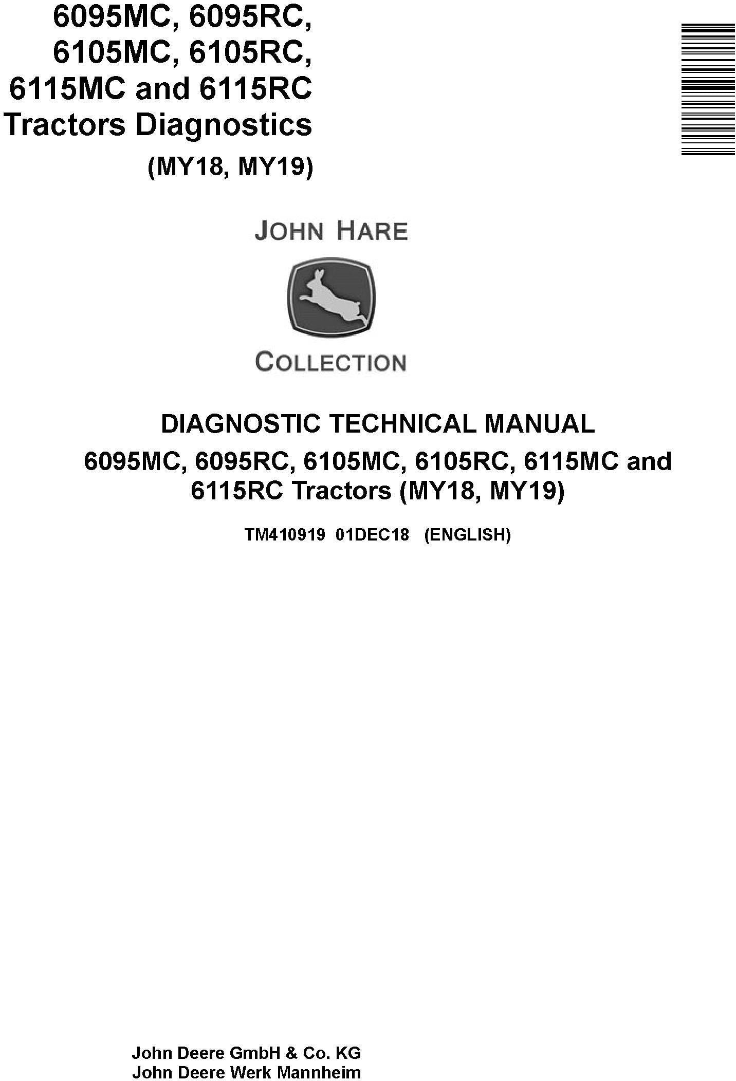 TM410919 - JOHN DEERE 6115MC TRACTORS DIAGNOSTIC TECHNICAL MANUAL( PDF DOWNLOAD )