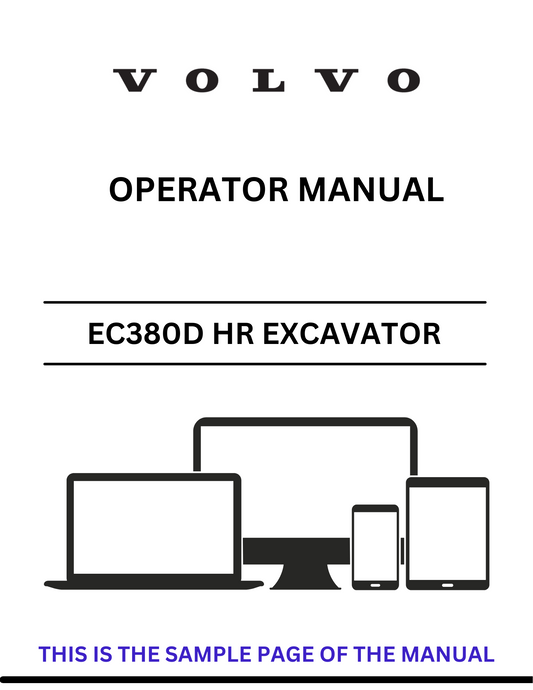  Discover the comprehensive operator manual for the VOLVO EC380D HR Excavator. Download the PDF for essential guidelines and operational insights.