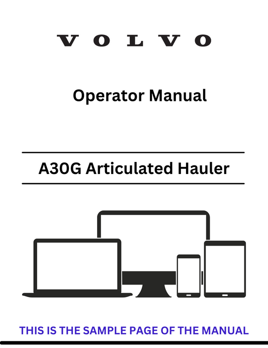 VOLVO A30G ARTICULATED HAULERS (ART) OPERATOR MANUAL (PDF FILE)