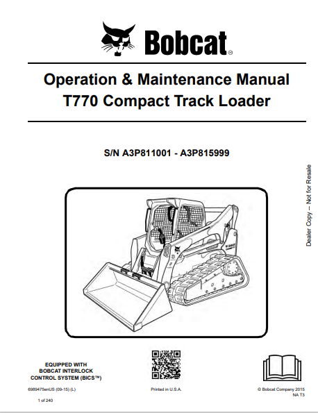  Discover the comprehensive operation and maintenance manual for the Bobcat T770 Compact Track Loader. Download the PDF file for essential insights and guidelines.