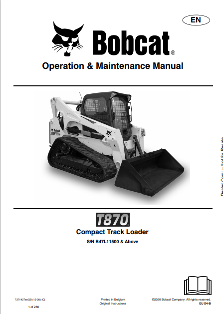 Discover the comprehensive operation and maintenance manual for the Bobcat T870 Compact Track Loader. Download the PDF file for essential insights and guidelines.