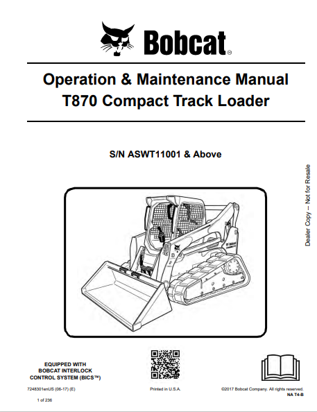 Discover the comprehensive operation and maintenance manual for the Bobcat T870 Compact Track Loader. Download the PDF file for essential insights and guidelines.