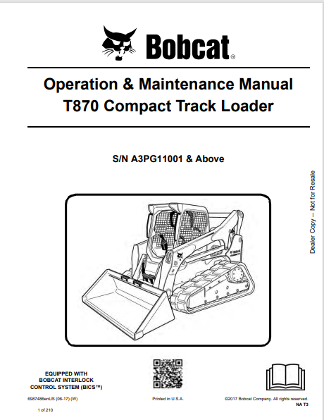 Discover the comprehensive operation and maintenance manual for the Bobcat T870 Compact Track Loader. Download the PDF file for essential insights and guidelines.