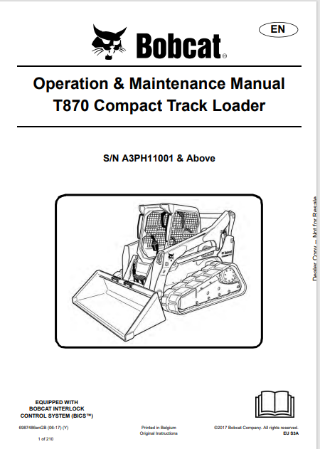 Discover the comprehensive operation and maintenance manual for the BOBCAT T870 Compact Track Loader. Download the PDF file for essential insights and guidelines.