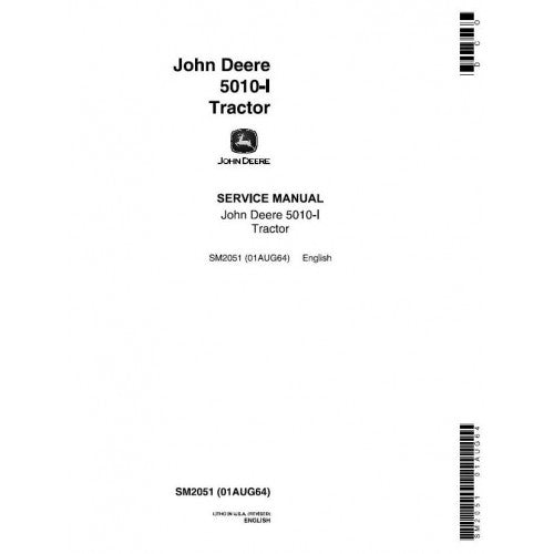 JOHN DEERE 5010 TRACTOR ALL-INCLUSIVE TECHNICAL SERVICE MANUAL SM2051 - PDF FILE