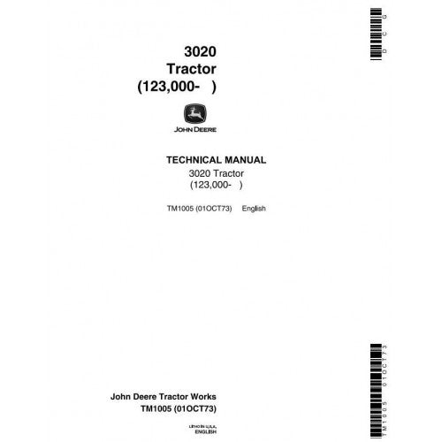 JOHN DEERE 3020 ROW-CROP TRACTOR TECHNICAL MANUAL TM1005 - PDF FILE