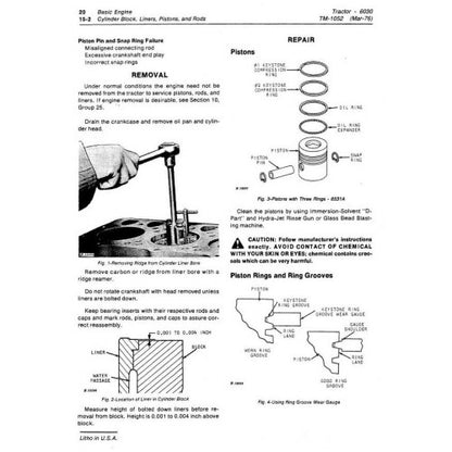 JOHN DEERE 6030 ROW-CROP TRACTOR TECHNICAL MANUAL TM1052 - PDF FILE