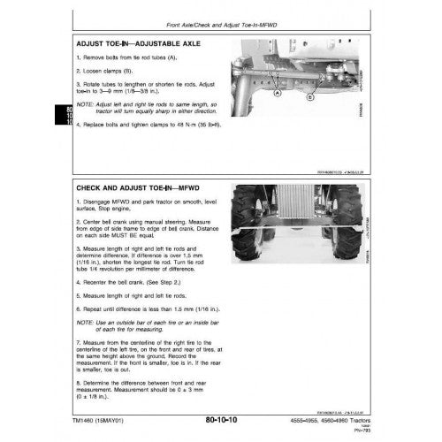 JOHN DEERE 4760 TRACTOR REPAIR TECHNICAL MANUAL TM1460 - PDF FILE