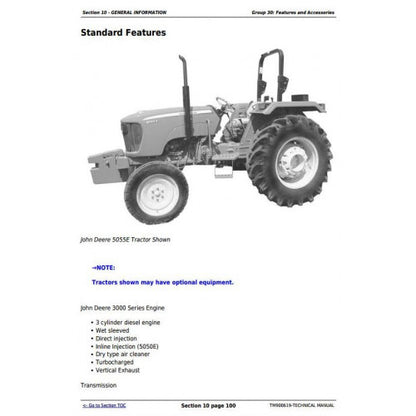 JOHN DEERE 5050E TRACTOR ALL-INCLUSIVE TECHNICAL MANUAL TM900619 - PDF FILE